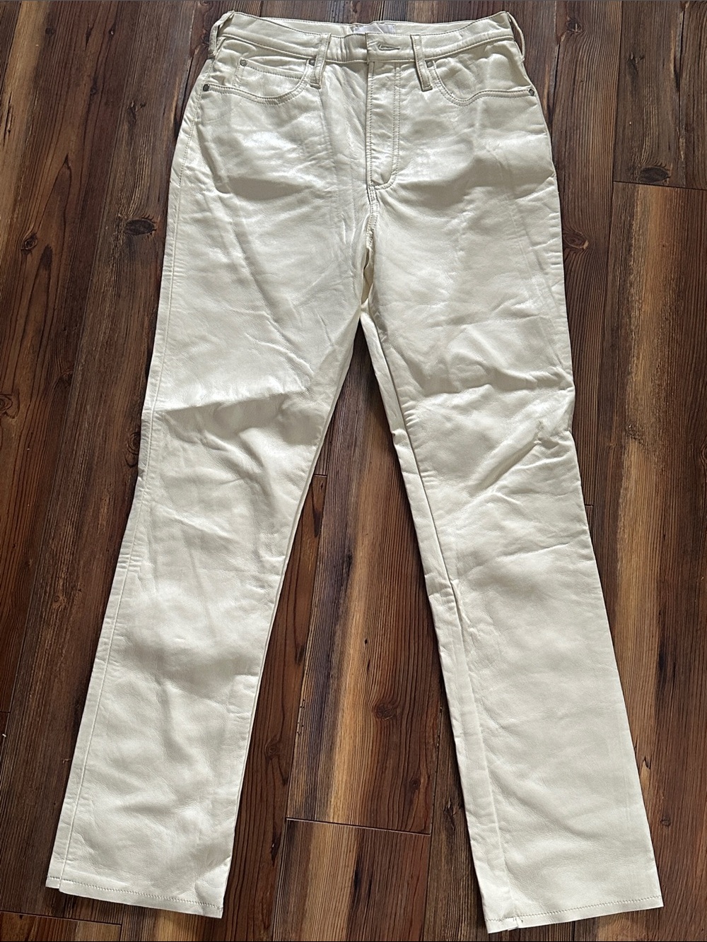 Frame Denim High N Tight Straight Cream Straight-Leg 50% recycled Leather 28